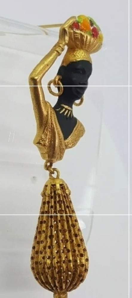 Askew Blackamoor Figural Fruit Vendor's Brooch